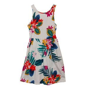 Old Navy Dress Girls Large 10-12 Green Blue Tropical Print Sleeveless Casual